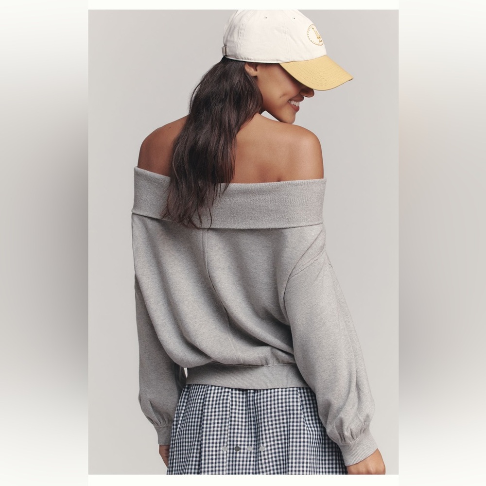 NWT PILCRO Off-Shoulder Gray Top - Picture 2 of 4
